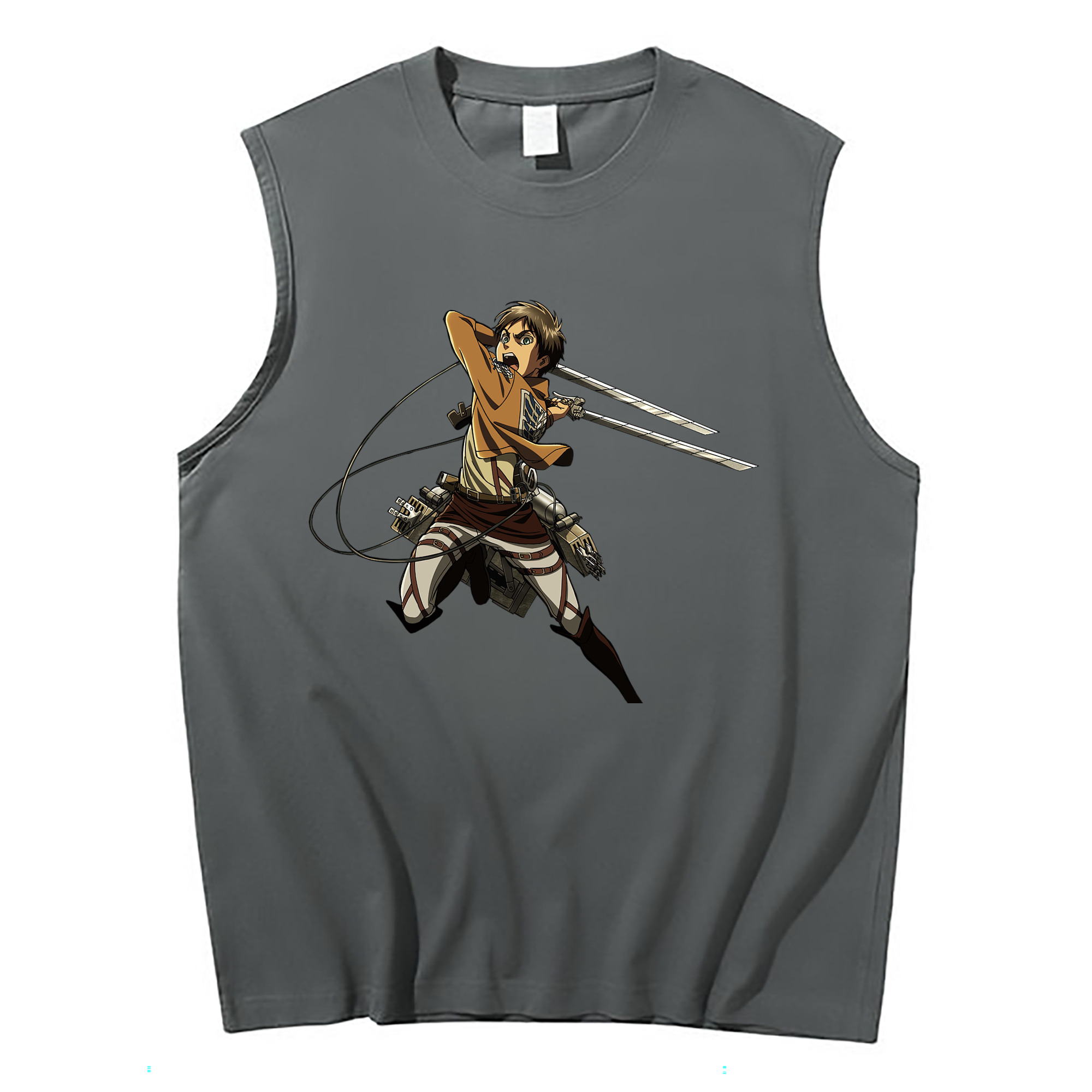 （画像用） 進撃の巨人 エレン･イェーガー Attack on Titan Eren Jäger コットン100％タンクトップ（フロントプリント）